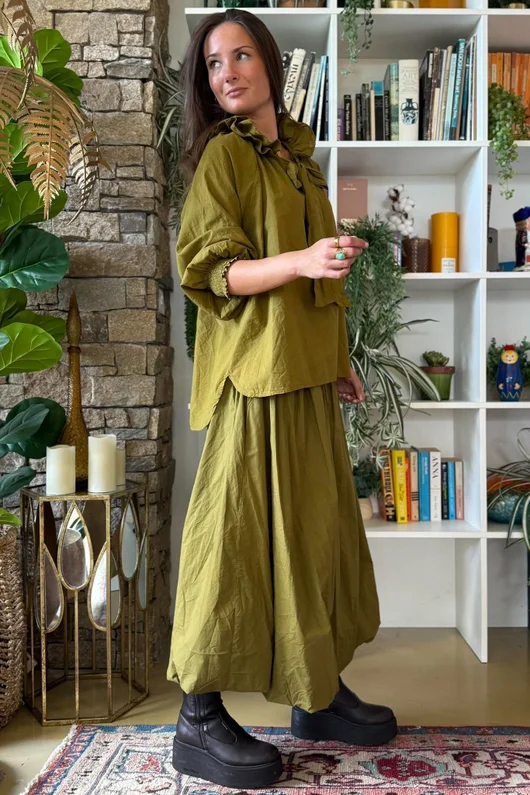 Larc Poet Blouse Mucky Olive 